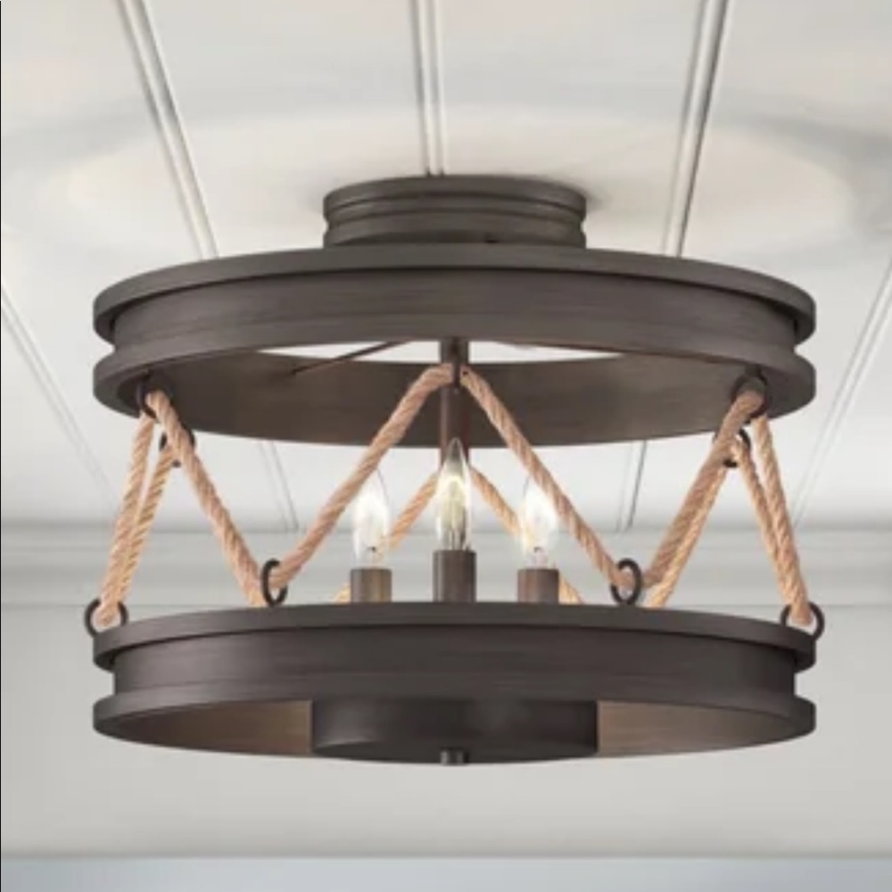 Never Opened Vandervoort Statement Semi Flush Mount Lamp with Rope Accents